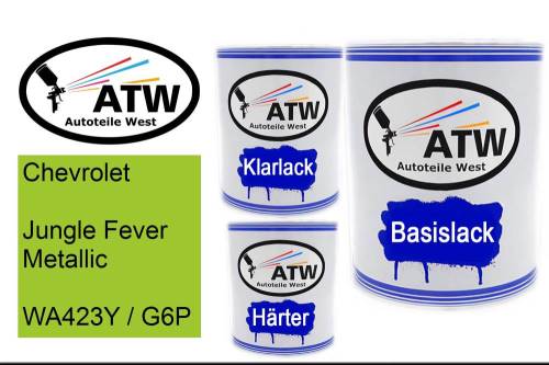 Chevrolet, Jungle Fever Metallic, WA423Y / G6P: 1L Lackdose + 1L Klarlack + 500ml Härter - Set, von ATW Autoteile West.